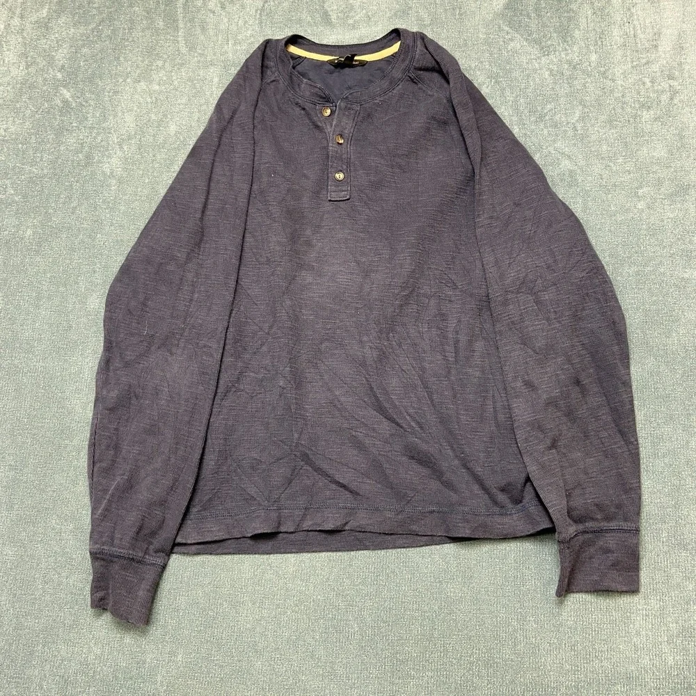 Banana Republic Henley Shirt Mens Large Navy Blue Long Sleeve Casual Pullover